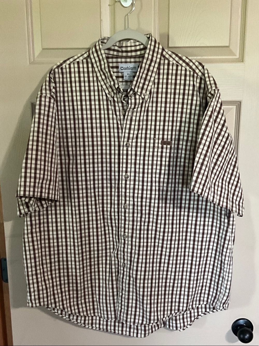 Carhartt Brown & White Checked Short-Sleeve Button-Down Shirt